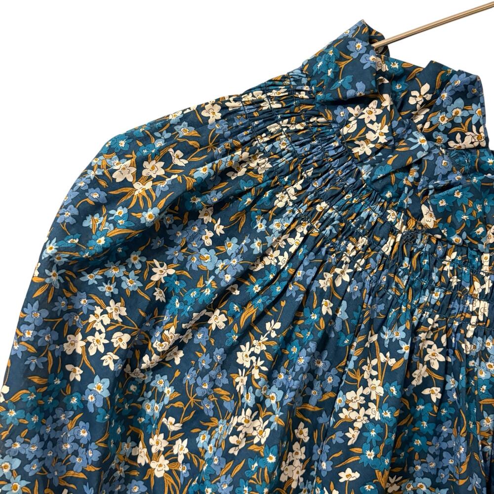 J Crew Smocked neck puff-sleeve top in Liberty Sea Blossoms Print M - Picture 7 of 9